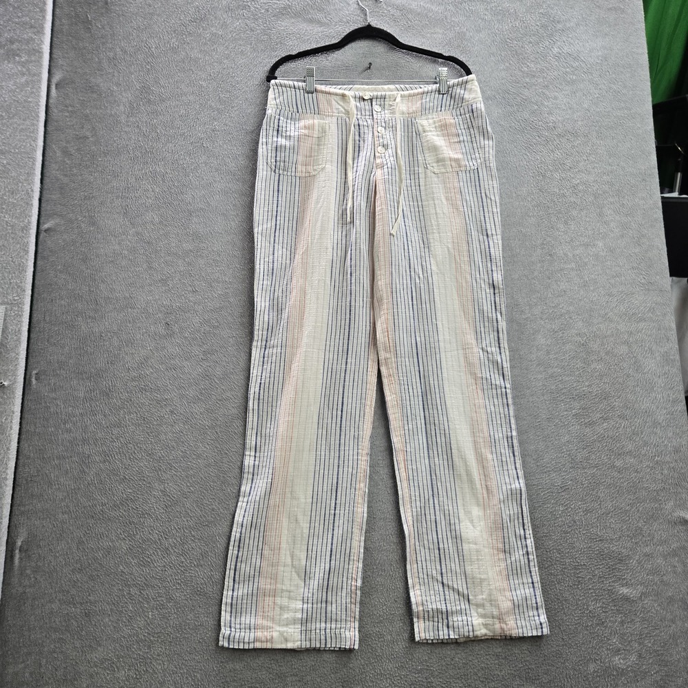 Sundance Women Pants S White Striped Lounge Casual Beachy Relaxed 29"